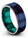 Anniversary Ring Her and Girlfriend Tungsten Mens Bands Blue Gunmetal Cute Blue - Charming Jewelers