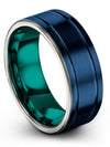 Blue Husband and Him Promise Rings Sets Mens Engagement Bands Tungsten Carbide - Charming Jewelers