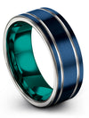 Blue Anniversary Band Tungsten Blue and Grey Tungsten Rings Womans Rings - Charming Jewelers