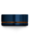 Copper Line Wedding Bands Tungsten Carbide Blue Bands for Male Blue Valentines - Charming Jewelers