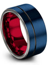Blue Man Wedding Rings Set Wedding Rings Blue Tungsten Carbide Couples Ring - Charming Jewelers