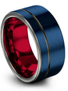 Blue Tungsten Man Anniversary Ring Men Tungsten Carbide Wedding Rings Blue - Charming Jewelers