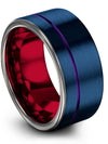 Simple Wedding Rings Men 10mm Tungsten Carbide Rings Blue Jewelry Bands - Charming Jewelers
