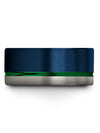 Blue and Green Wedding Ring for Man Tungsten Carbide Band Blue 10mm 11th Rings - Charming Jewelers