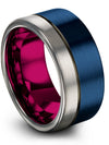 Personalized Wedding Band Sets Blue Tungsten Ring for Woman&#39;s Promise Band - Charming Jewelers