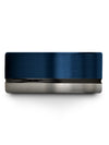 Plain Wedding Rings 10mm Black Line Bands Tungsten Guy Blue over Blue Bands - Charming Jewelers