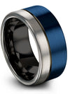 Wedding Guy Rings Engagement Male Bands Tungsten Womans Blue Band 10mm 80th - - Charming Jewelers