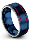 Wedding Rings for Couples Blue Tungsten Ring for Man Matte Boyfriend and His - Charming Jewelers