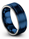Woman Wedding Bands 8mm Blue Tungsten Engagement Mens Rings Marriage Bands - Charming Jewelers