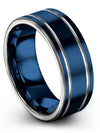 Matte Blue and Grey Lady Wedding Bands Tungsten Men 8mm 8th Blue Jewelry Happy - Charming Jewelers