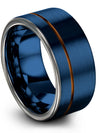 Wedding Bands Blue Ladies Tungsten Blue Copper Band Blue Couples Band Promise - Charming Jewelers