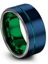 Blue Wedding Ring Set Fiance and Girlfriend Special Wedding Band Blue Bands - Charming Jewelers