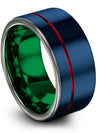 10mm Black Line Wedding Ring Fancy Wedding Rings Simple Blue Bands for Womans - Charming Jewelers