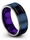Brushed Blue Woman Anniversary Ring Engraving Tungsten Male Rings Mid Band - Charming Jewelers