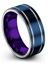 Wedding Band Womans Blue Tungsten Wedding Bands Men&#39;s Blue Engraved Couples - Charming Jewelers
