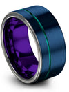 Ladies Jewelry Blue Tungsten Band for Woman Engagement Guys Blue Ring - Charming Jewelers