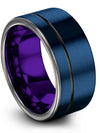 Girlfriend and Her Blue Anniversary Ring Woman Tungsten Wedding Band Blue Black - Charming Jewelers