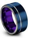 Blue Grey Ring Wedding Sets Girlfriend and Fiance Wedding Rings Sets Tungsten - Charming Jewelers