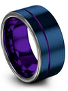 Blue Purple Promise Band for Husband Tungsten Wedding Ring Blue and Purple - Charming Jewelers