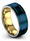 Boyfriend and Husband Blue Wedding Bands Sets 8mm Men&#39;s Tungsten Ring Blue - Charming Jewelers