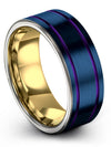 Boyfriend and Her Wedding Bands Set Blue Female Wedding Bands Tungsten Matching - Charming Jewelers