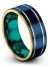 Blue Wedding Band for Fiance and Fiance Tungsten Carbide Wedding Band Couples - Charming Jewelers