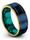 Fiance and Him Wedding Rings Sets Tungsten Men Tungsten 8mm Blue Bands Band - Charming Jewelers