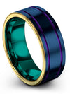 Tungsten Carbide Man Wedding Ring Tungsten Bands for Men Engagement Blue Couple - Charming Jewelers