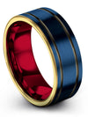 Female 8mm 1st Wedding Band Fancy Wedding Band Love Promise Band Blue - Charming Jewelers