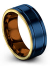 Plain Blue Promise Band 8mm Men&#39;s Tungsten Carbide Rings Mens Blue Band Blue - Charming Jewelers