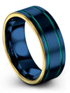 Blue Wedding Bands Sets for Husband and Him Girlfriend and Boyfriend Wedding - Charming Jewelers