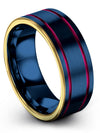 Womans Blue Wedding Tungsten Carbide Rings Brushed Custom