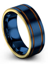Woman Wedding Bands Blue and Copper Tungsten Wedding Rings for Guy 8mm Couples - Charming Jewelers