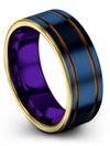 Wife and Boyfriend Wedding Band Blue Tungsten Guy Wedding Band Blue Simple - Charming Jewelers
