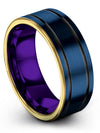 Personalized Wedding Ring Tungsten Band 8mm Blue Jewelry Set for Mens Best - Charming Jewelers