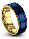 Woman&#39;s Slim Wedding Band Fancy Bands Blue Tungsten Ring for Mens Couples - Charming Jewelers