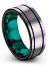 3rd Wedding Anniversary Bands Exclusive Tungsten Band Grey 8mm Eleventh Band - Charming Jewelers