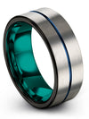 Wedding Bands Grey Men Tungsten Ring for Lady Grey and Blue Couples Engagement - Charming Jewelers