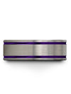 Ladies 8mm Purple Line Anniversary Band Tungsten Band for Man Engravable - Charming Jewelers