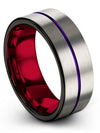 Minimalist Wedding Ring Set Husband and His Tungsten Carbide Bands Pure Grey - Charming Jewelers