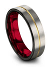 Grey Plated Awesome Band 6mm 40th  Ruby Rings Tungsten