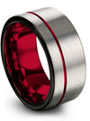 Wedding Band Rings Set 10mm Tungsten Carbide Grey Bands Sets Male Woman Ring - Charming Jewelers