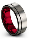 Grey Wide Mens Wedding Rings Woman&#39;s Engravable Tungsten Ring Wife and Fiance - Charming Jewelers