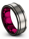 Guys Wedding Rings 8mm Black Line Wedding Band for Man Tungsten Carbide I Love - Charming Jewelers