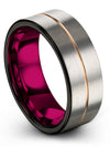 Lady Anniversary Ring Brushed Grey Men&#39;s Tungsten Wedding Rings 18K Rose Gold - Charming Jewelers