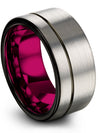 Wedding Bands Him and Girlfriend Mens Wedding Tungsten Bands Grey Carbide Ring - Charming Jewelers
