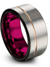 Men&#39;s Grey Fancy Tungsten Bands Grey and 18K Rose Gold Man Band Marry Band - Charming Jewelers