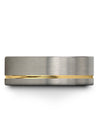 Grey 18K Yellow Gold Wedding Band for Guys Tungsten Bands 8mm Grey Tungsten - Charming Jewelers