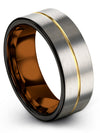 Tungsten Anniversary Ring Grey 8mm Tungsten Grey Bands Ring for Engagement - Charming Jewelers