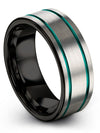 Tungsten Carbide Anniversary Band Grey Tungsten Grey and Black Rings Couple - Charming Jewelers